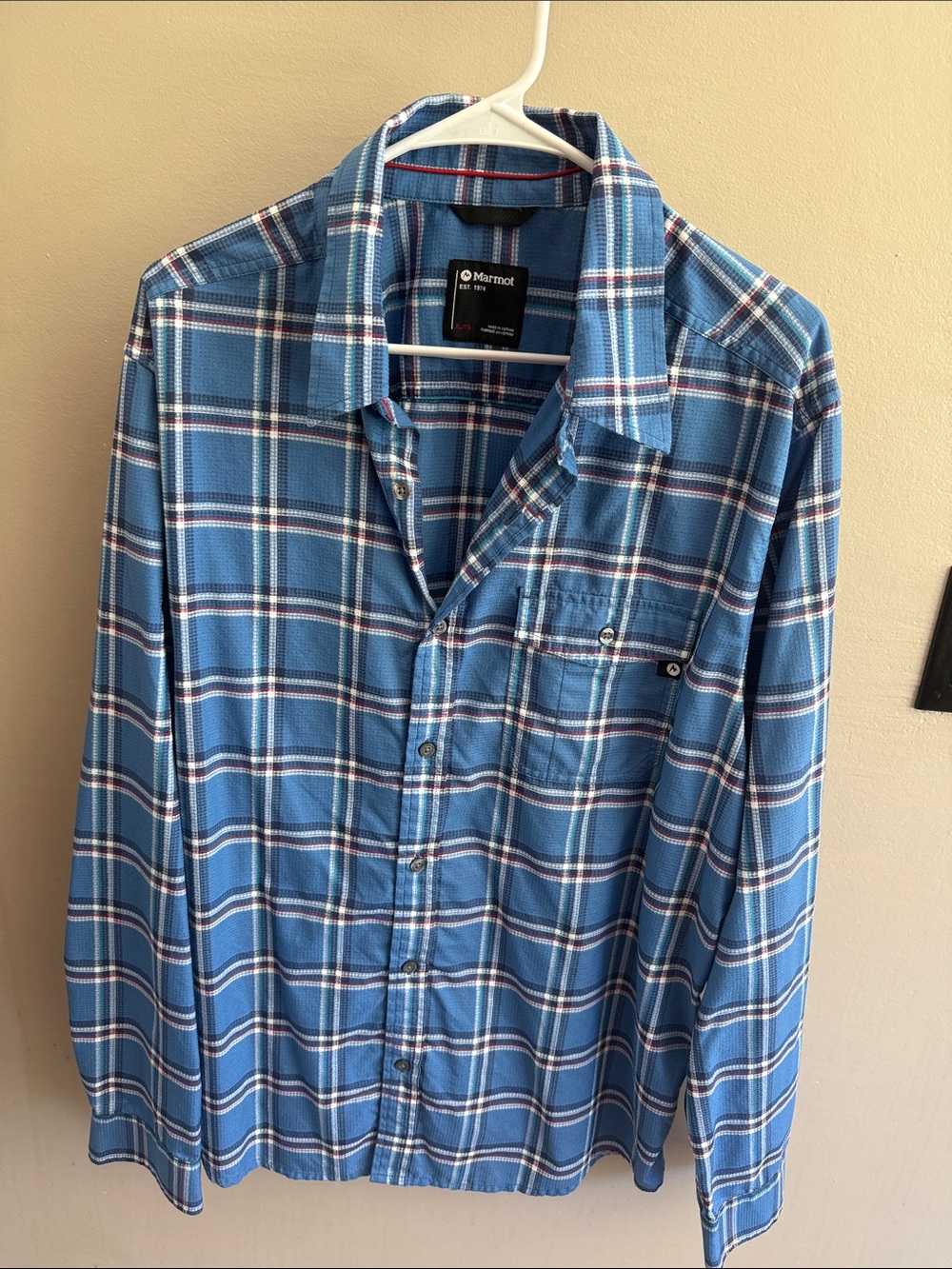 Marmot Blue Plaid Long-Sleeve Button-Down Shirt
